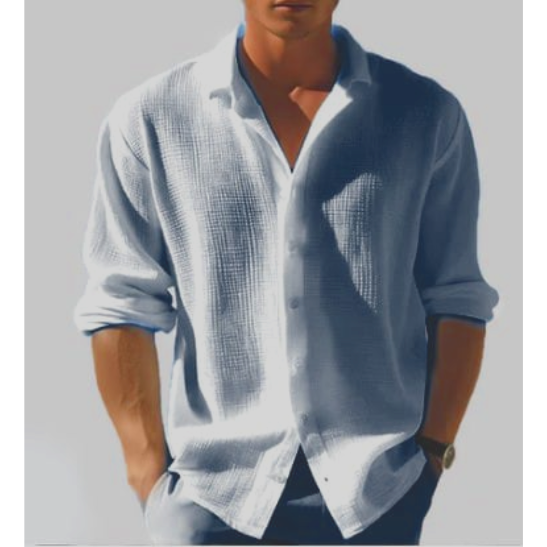 Men's Waffle Texture Linen Shirt