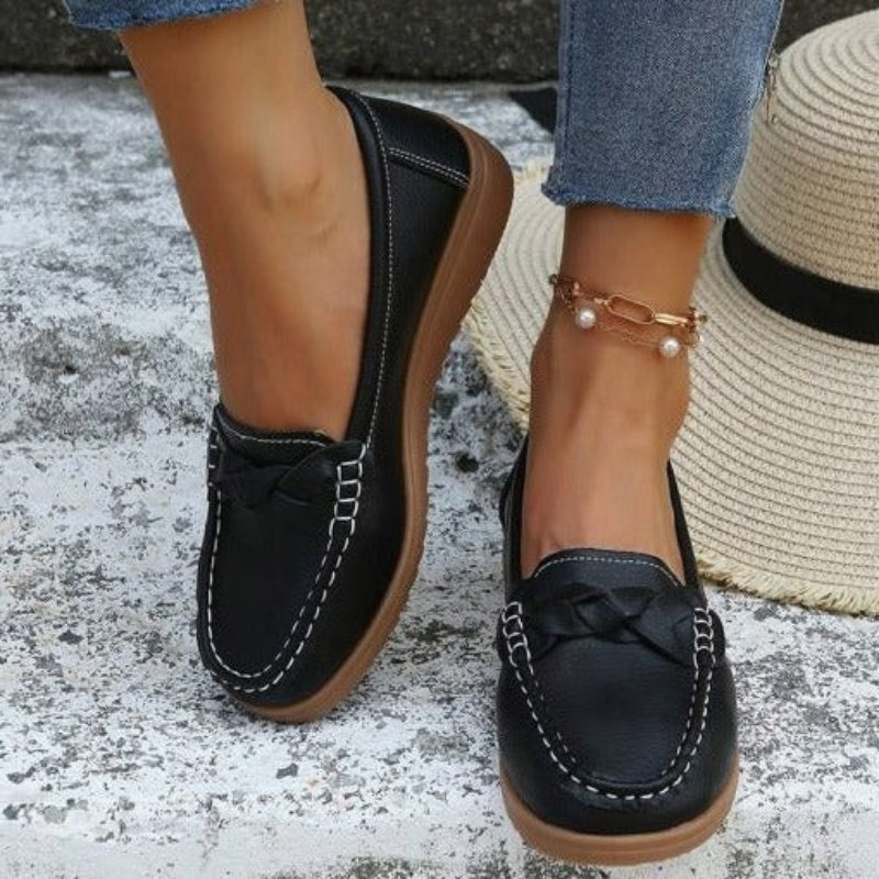 Women’s Slip-On Loafers with Woven Strap