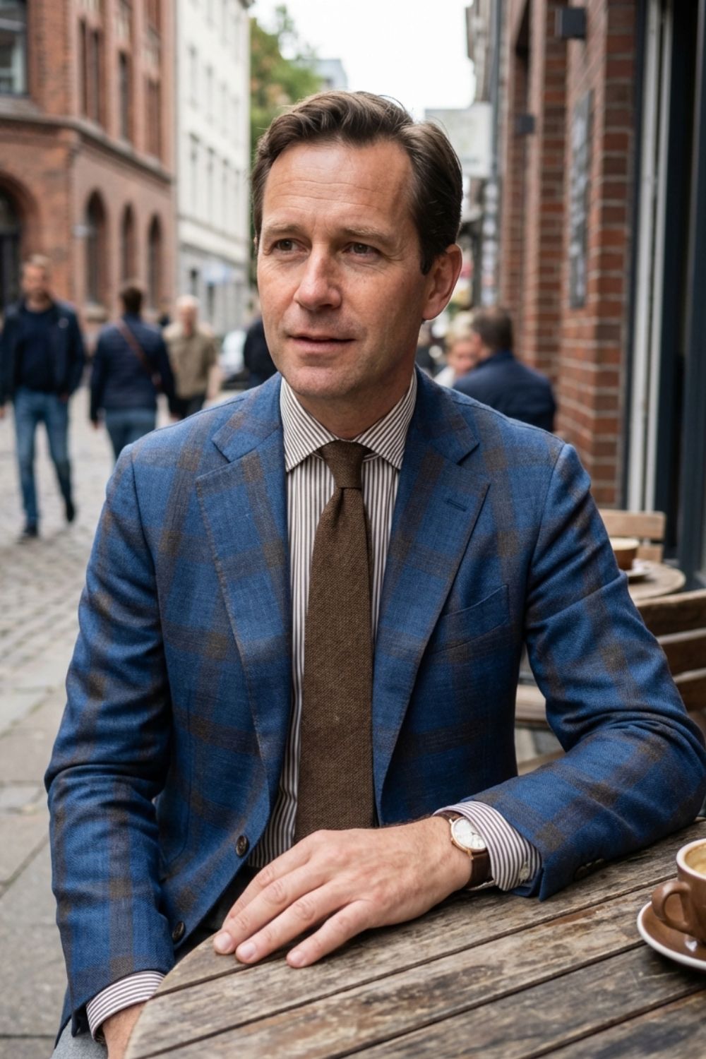 Men's Checked Blazer with Notch Lapel