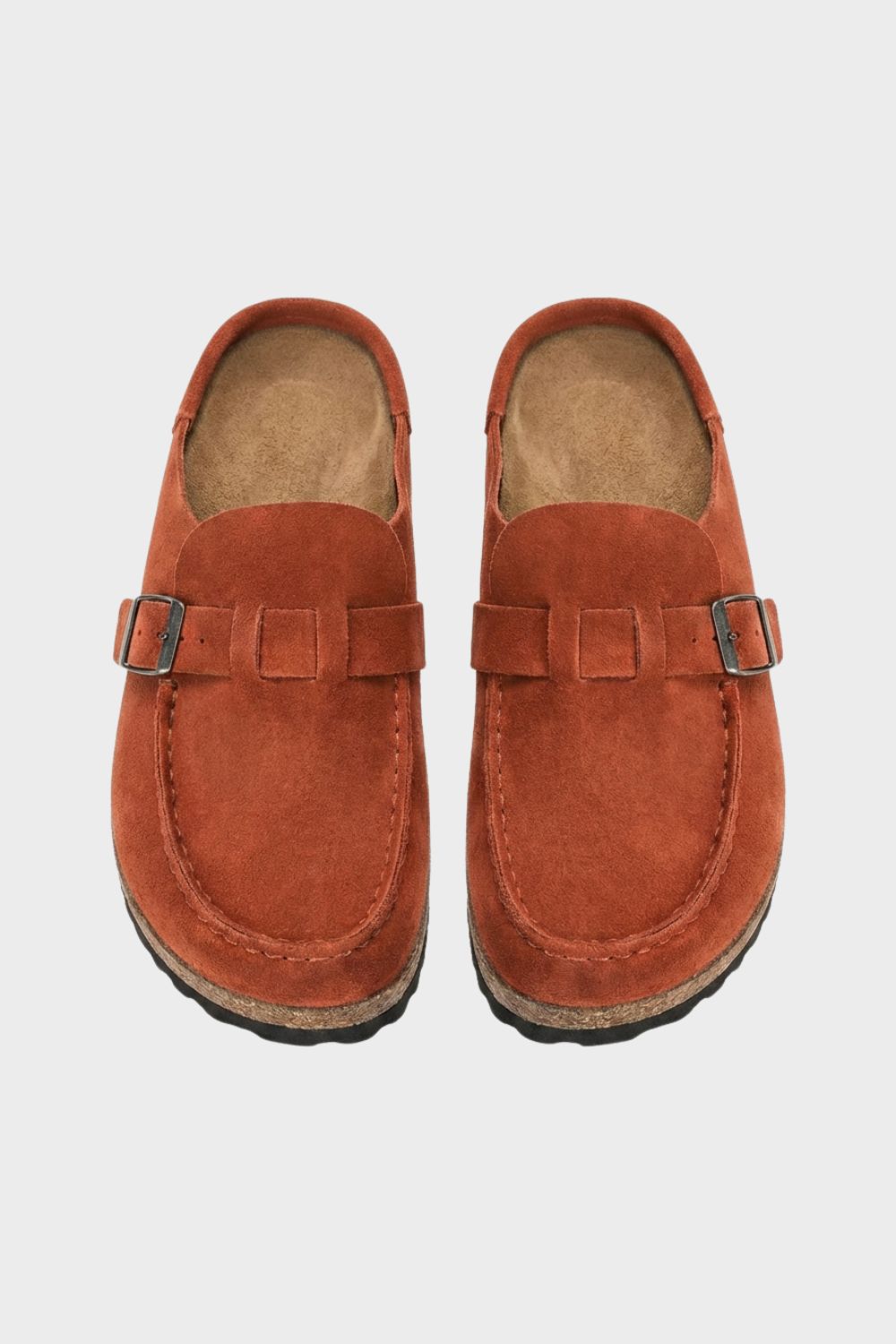 Men's Suede Buckle Clogs with Cork Sole