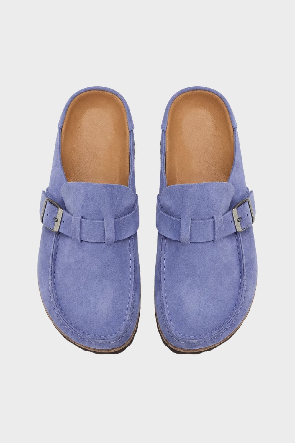 Men's Suede Buckle Clogs with Cork Sole