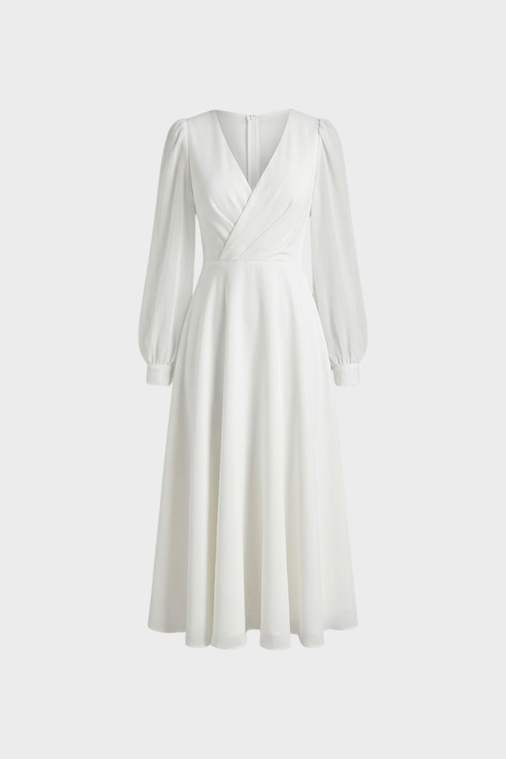 Chiffon Midi Dress with Long Sleeves