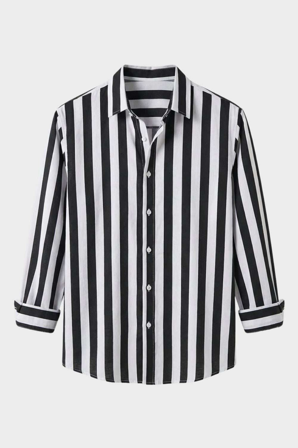 Men's Striped Linen Shirt with Button Front