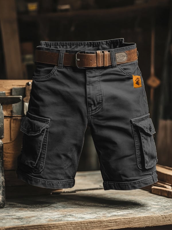 Cargo Shorts with Belt and Flap Pockets