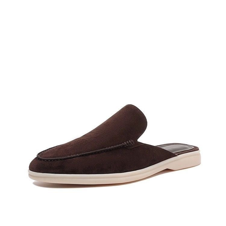 Suede Mule Loafers with Contrast Sole