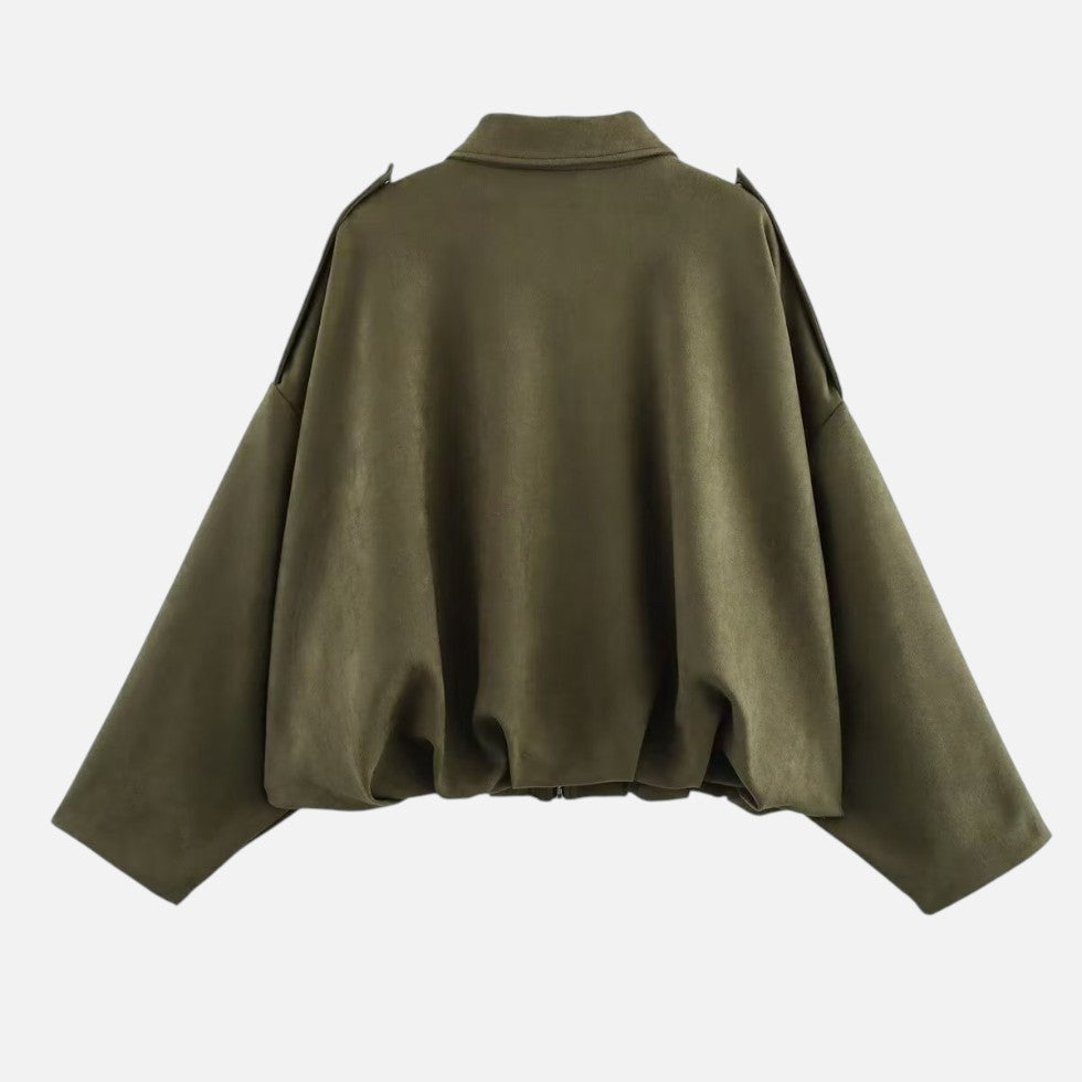 Blouson bomber femme oversize en suédine