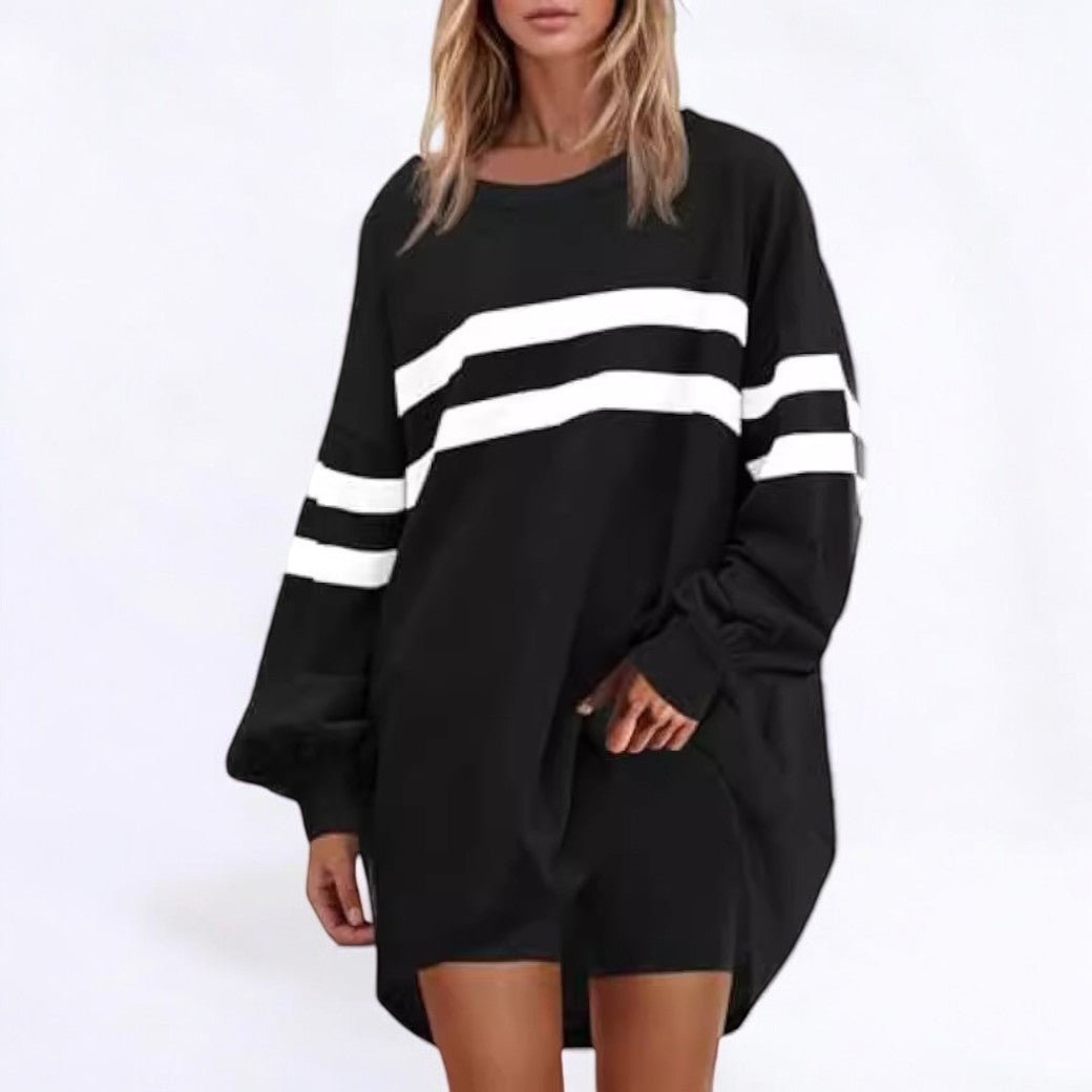 Damski oversize'owy sweter w paski | Dłuższa, luźna bluzka