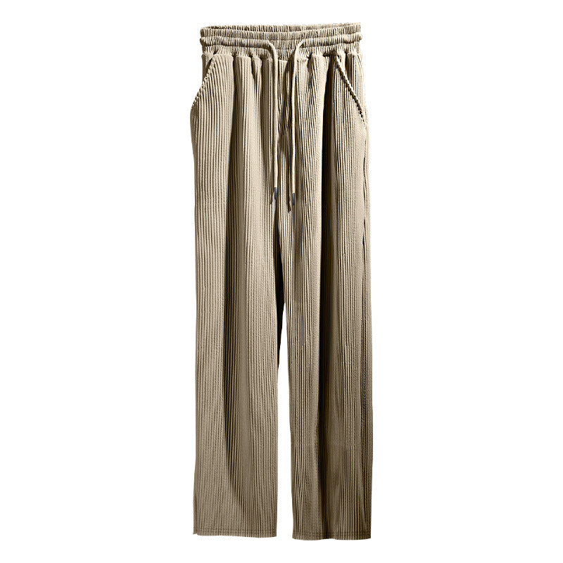 Pantalon droit côtelé pour homme avec cordon de serrage