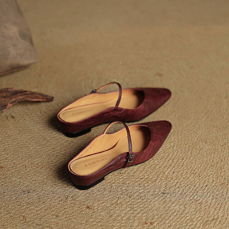 Women's Pointed Toe Mary Jane Mule Flats