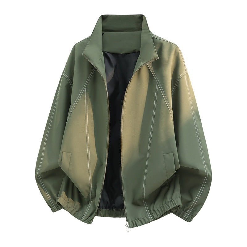 Men’s Lightweight Zip-Up Casual Jacket with Stand Collar