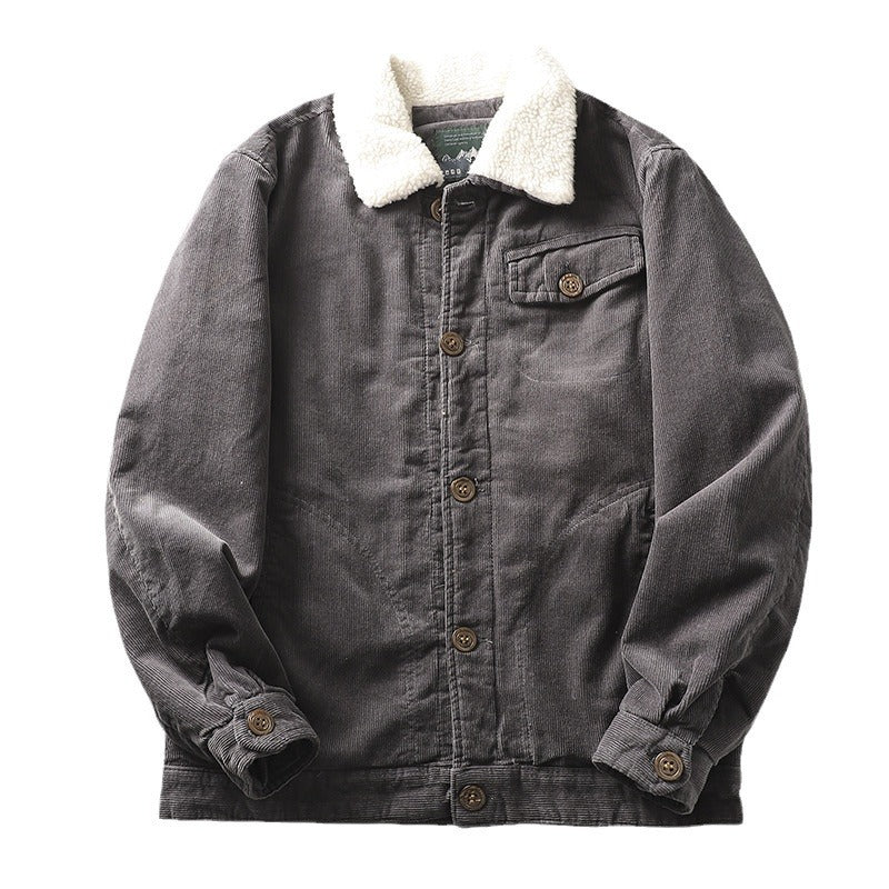 Men’s Corduroy Sherpa-Lined Jacket with Fleece Collar