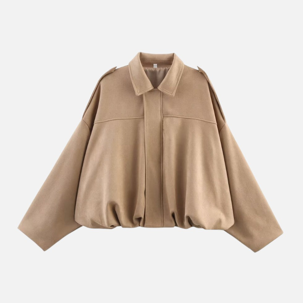 Blouson bomber femme oversize en suédine