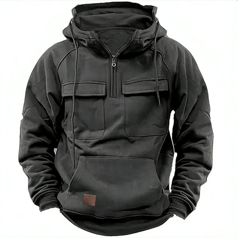 Men's Half-Zip Hoodie with Chest Pockets