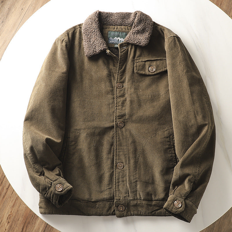 Men’s Corduroy Sherpa-Lined Jacket with Fleece Collar