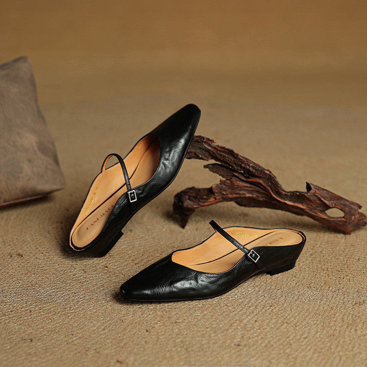 Women's Pointed Toe Mary Jane Mule Flats