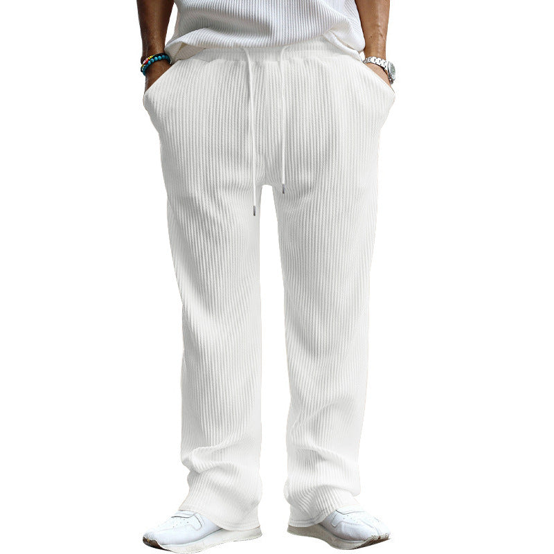 Pantalon droit côtelé pour homme avec cordon de serrage