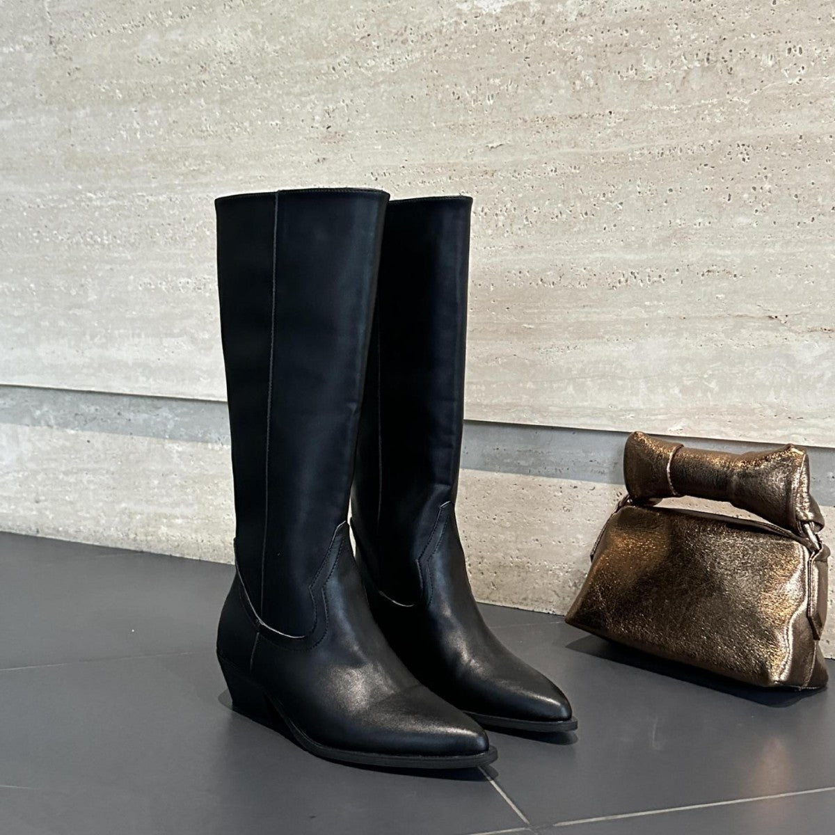 Bottes d’équitation pour femmes, hauteur genou, à talon bloc bas