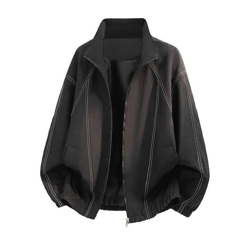 Men’s Lightweight Zip-Up Casual Jacket with Stand Collar