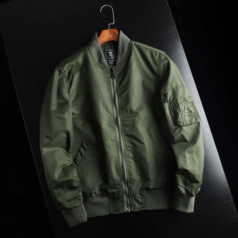Men’s Lightweight Bomber Jacket with Utility Sleeve Pocket
