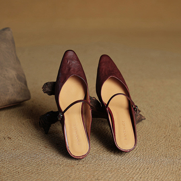 Women's Pointed Toe Mary Jane Mule Flats
