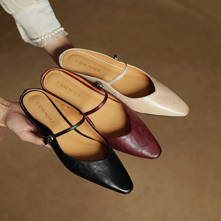 Women's Pointed Toe Mary Jane Mule Flats