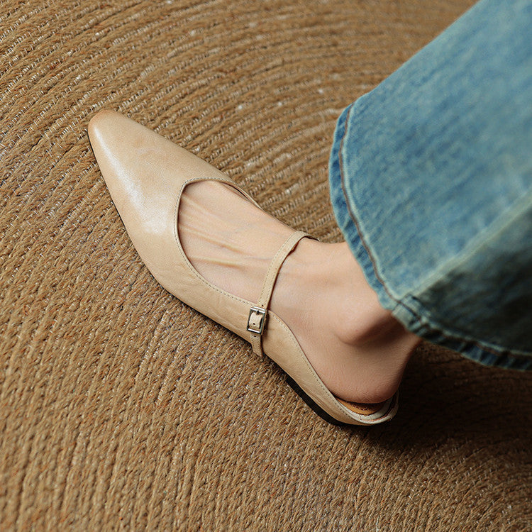 Women's Pointed Toe Mary Jane Mule Flats