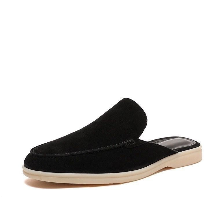 Suede Mule Loafers with Contrast Sole