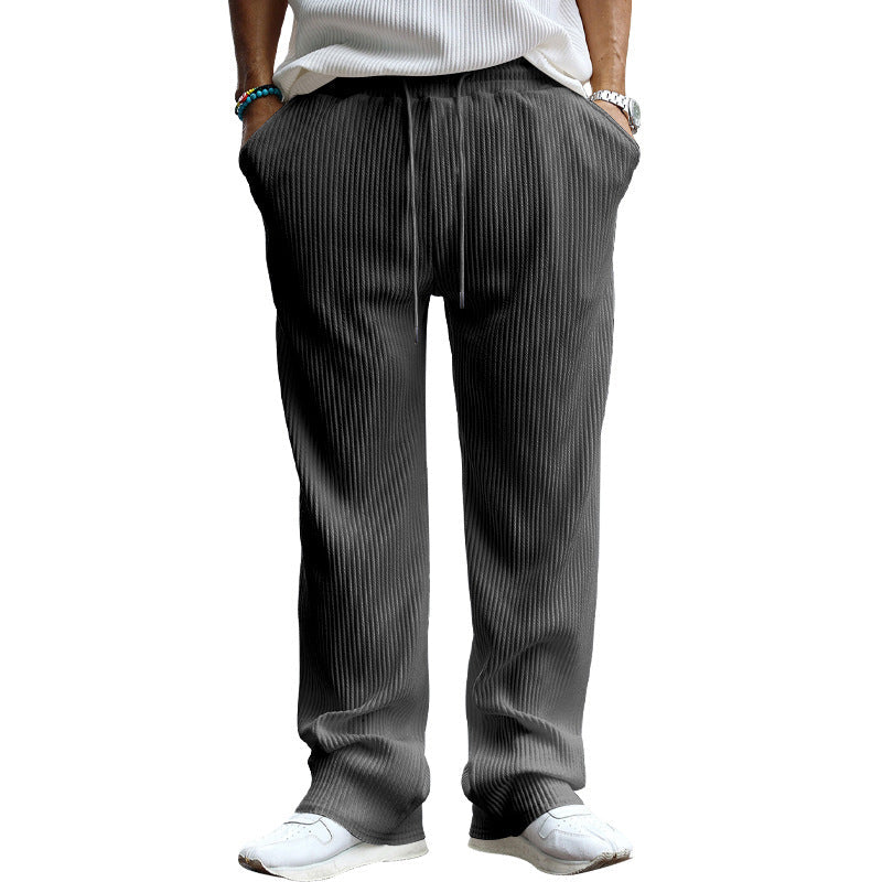 Pantalon droit côtelé pour homme avec cordon de serrage