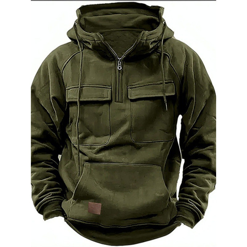 Men's Half-Zip Hoodie with Chest Pockets