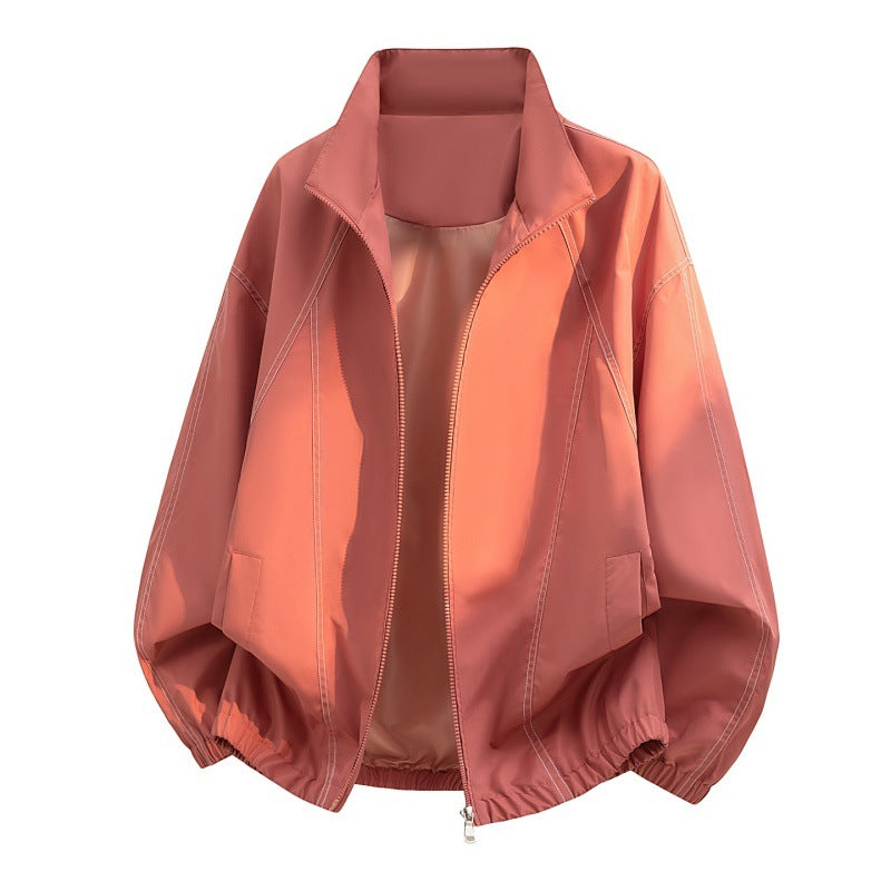 Men’s Lightweight Zip-Up Casual Jacket with Stand Collar