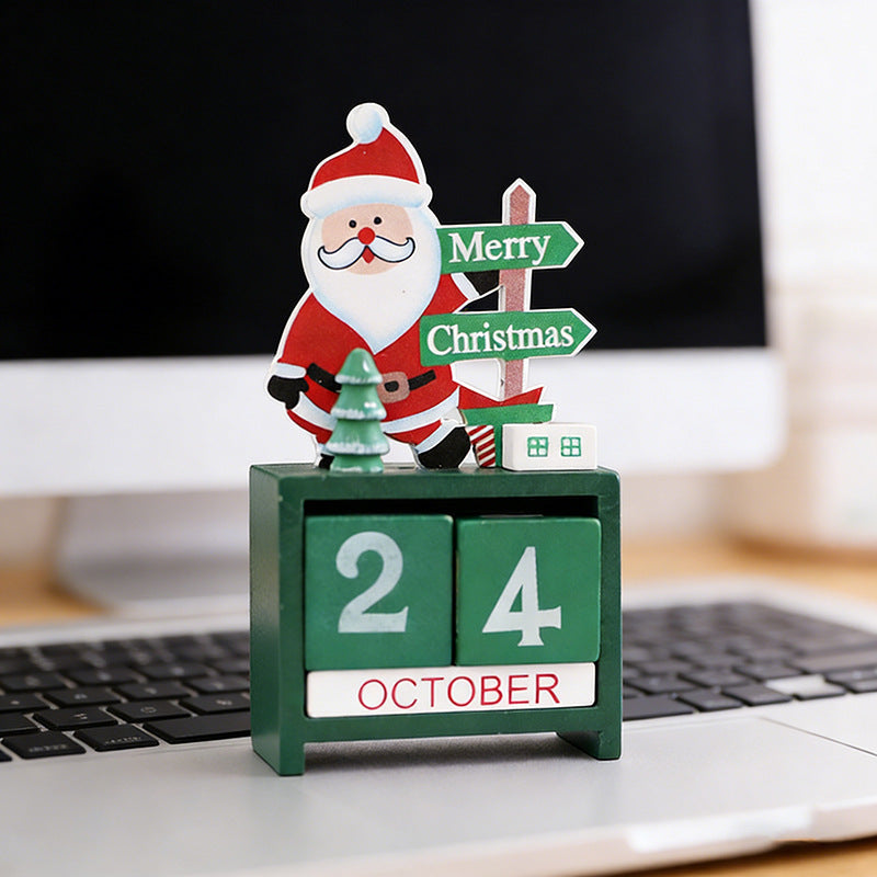 Calendrier du compte à rebours de Noël en bois avec présentoir festif