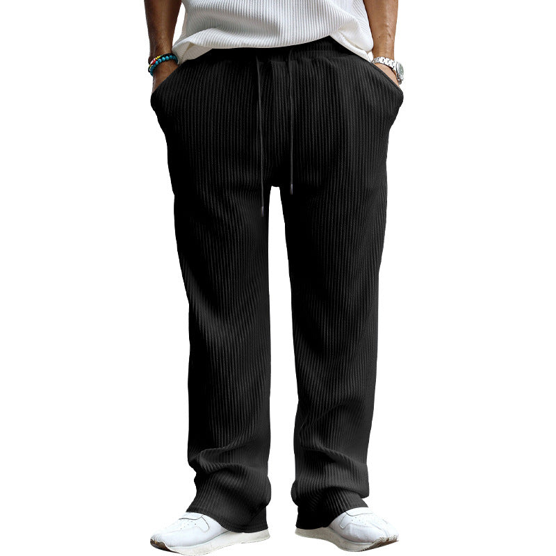 Pantalon droit côtelé pour homme avec cordon de serrage