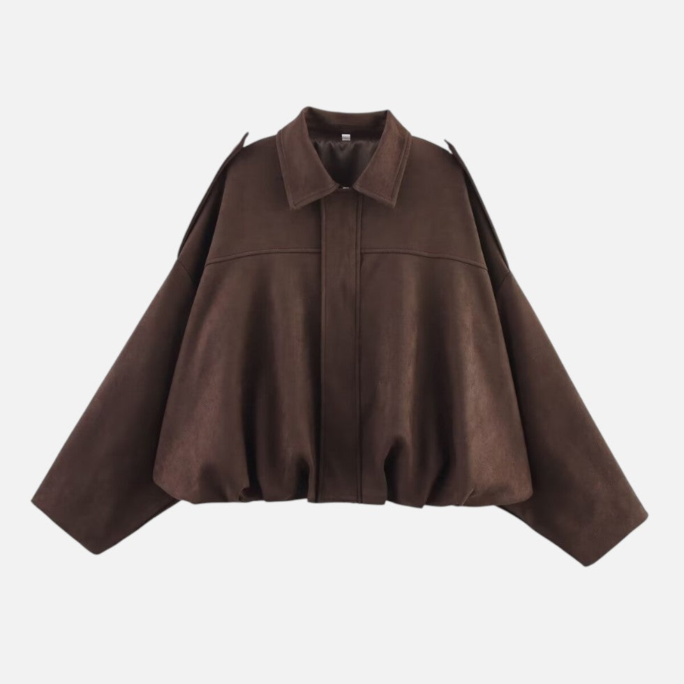 Blouson bomber femme oversize en suédine