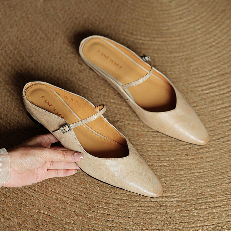 Women's Pointed Toe Mary Jane Mule Flats