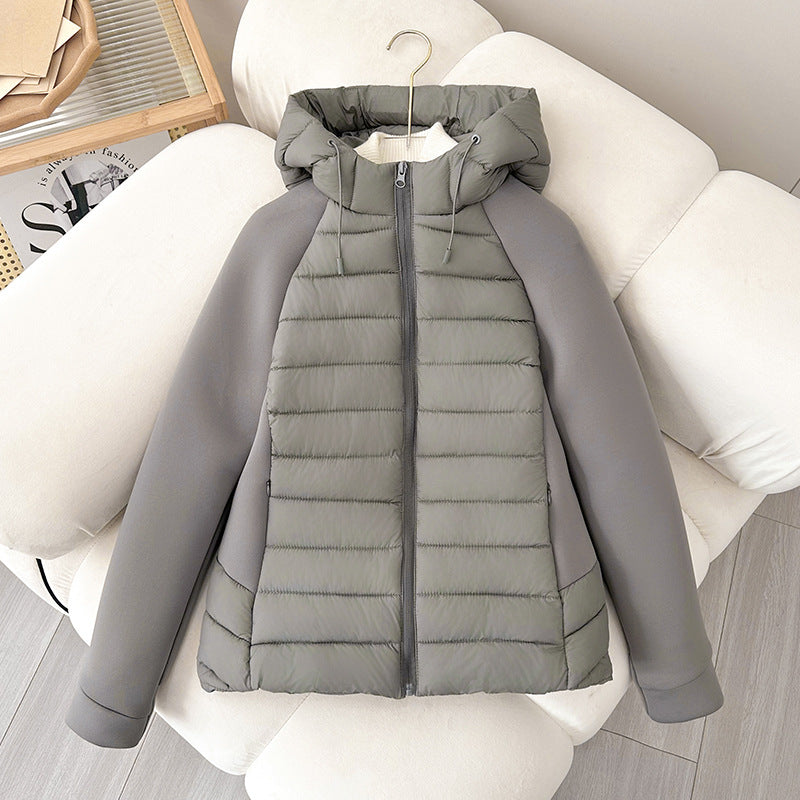 Women’s Hybrid Hooded Puffer Jacket with Padded Front