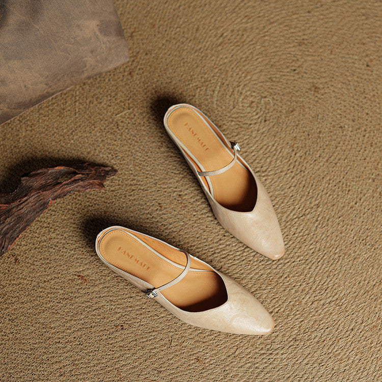 Women's Pointed Toe Mary Jane Mule Flats