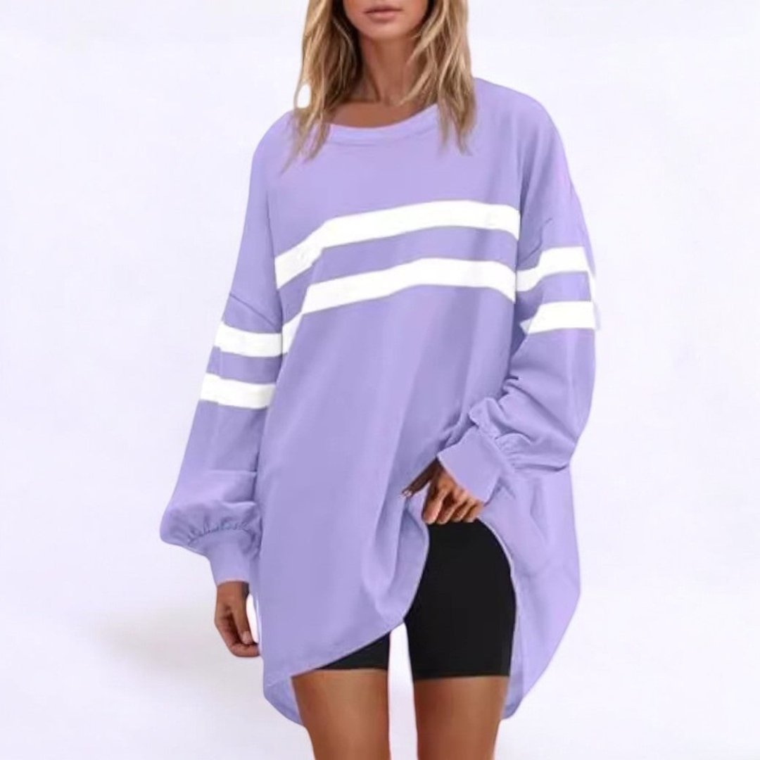 Damski oversize'owy sweter w paski | Dłuższa, luźna bluzka