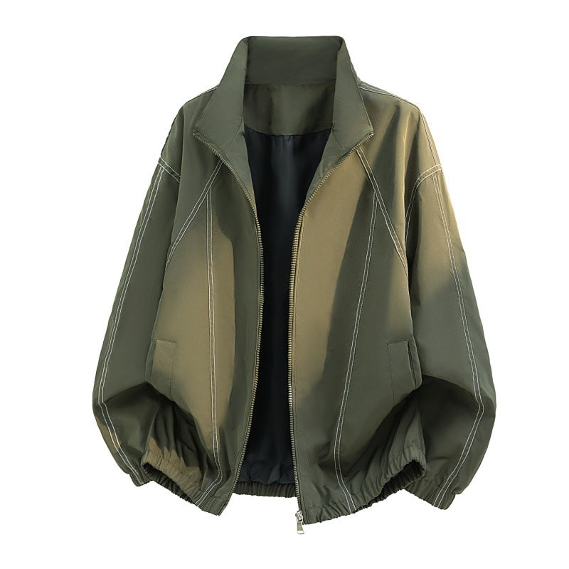 Men’s Lightweight Zip-Up Casual Jacket with Stand Collar