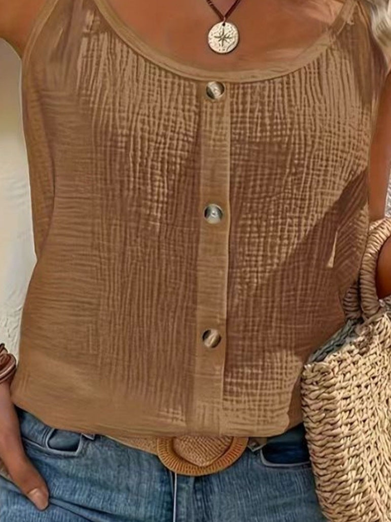 Women's Button Front Strappy Camisole Top