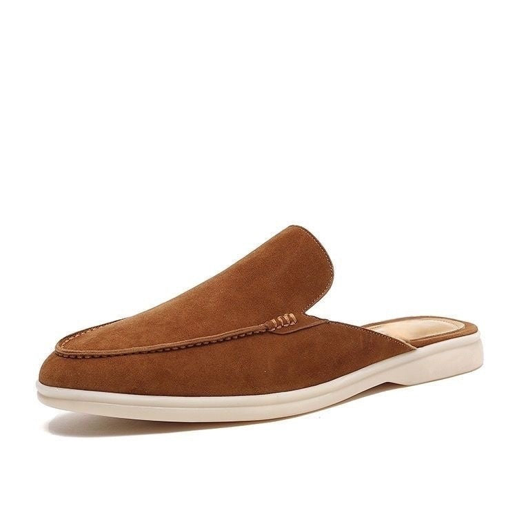 Suede Mule Loafers with Contrast Sole