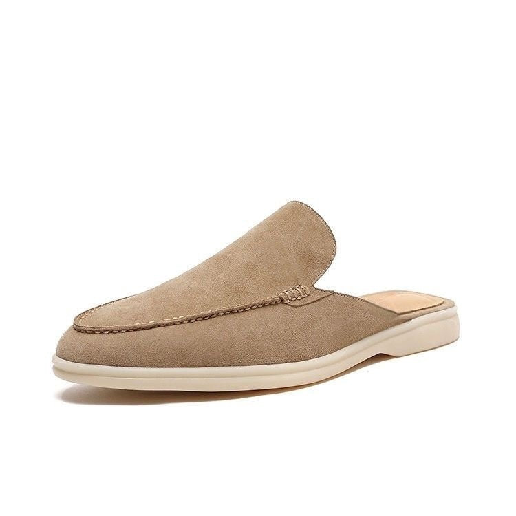 Suede Mule Loafers with Contrast Sole