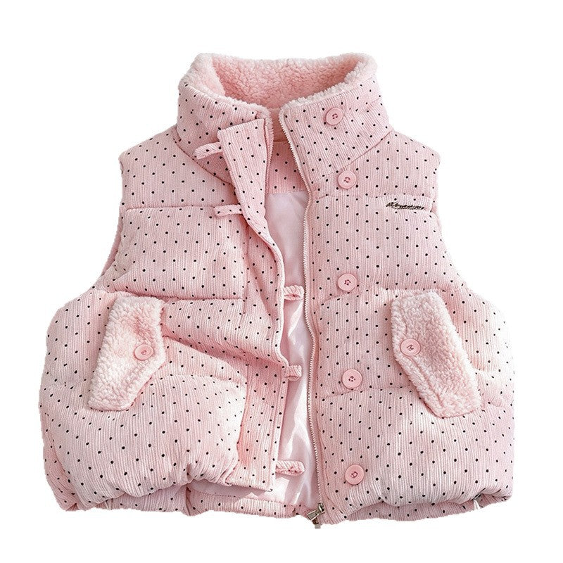 Women’s Polka Dot Padded Gilet with Borg Trim