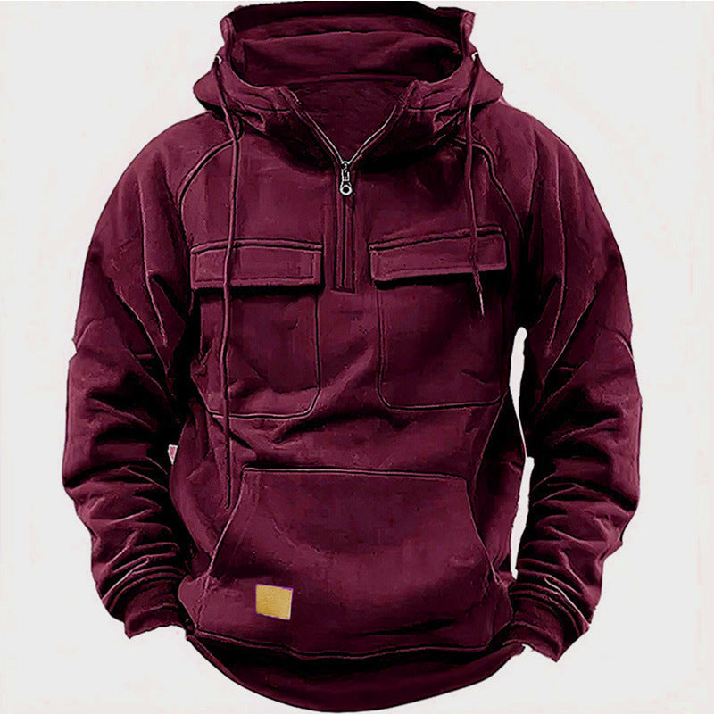 Men's Half-Zip Hoodie with Chest Pockets