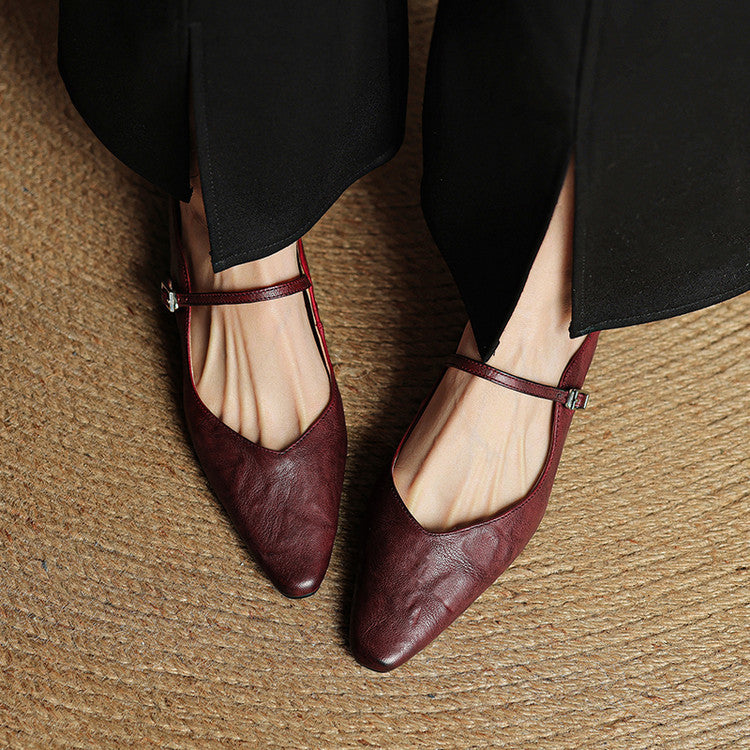 Women's Pointed Toe Mary Jane Mule Flats