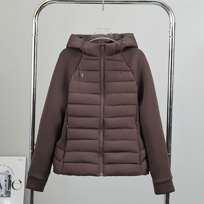 Veste matelassée hybride à capuche pour femme avec devant rembourré