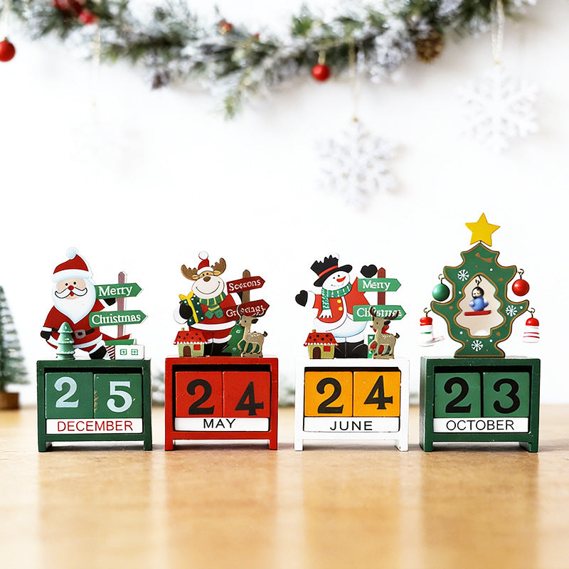 Calendrier du compte à rebours de Noël en bois avec présentoir festif