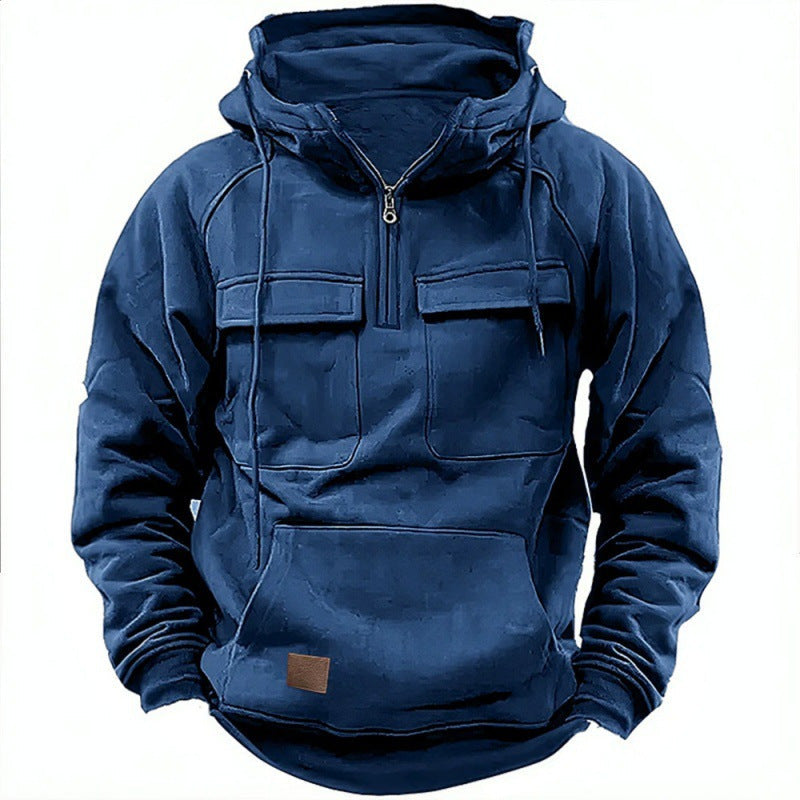 Men's Half-Zip Hoodie with Chest Pockets