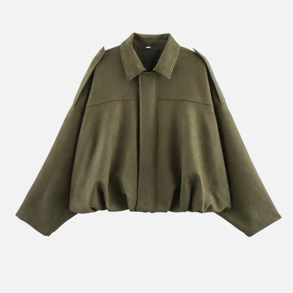 Blouson bomber femme oversize en suédine