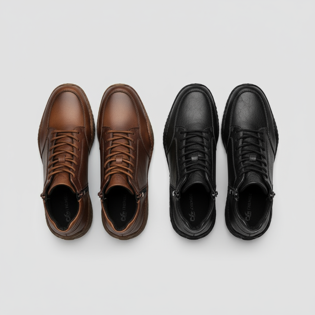 Men's Leather Ankle Boots | Brown Lace-Up