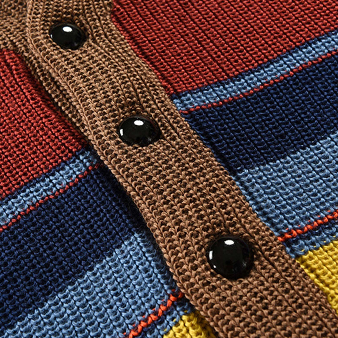 Cardigan tricoté pour homme à col châle rayé